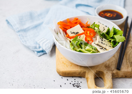 Vegan bun cha salad bowl. Vietnamese rice noodle Vegan bun cha salad bowl. Vietnamese rice noodle 45605670