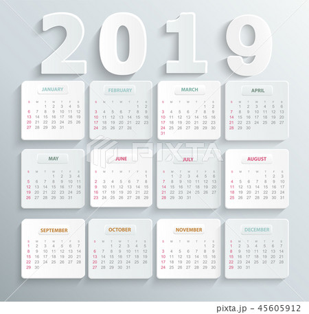 Simple calendar for 2019 year. 45605912
