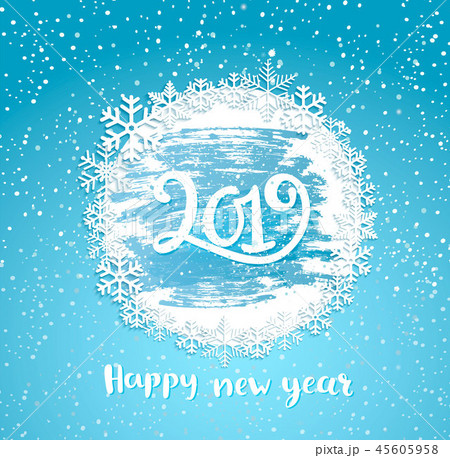 2019 Happy New Year, frame from snowflakes. 45605958