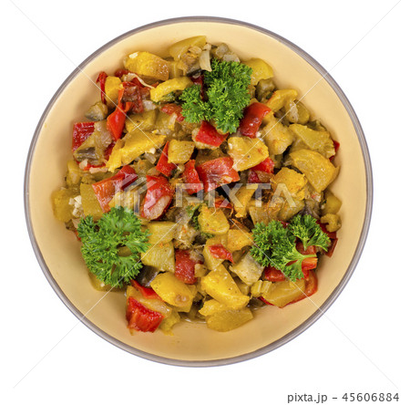 Vegetable stew with zucchini and red paprika Vegetable stew with zucchini and red paprika 45606884