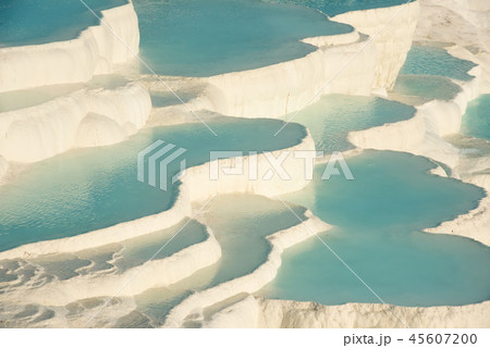 Pamukkale, natural pool with blue water, Turkey Pamukkale, natural pool with blue water, Turkey 45607200