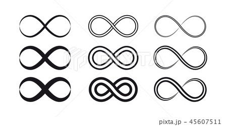 Set of infinity symbols and icons silhouettes. 45607511