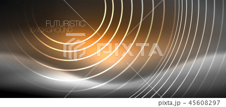 Neon circles abstract background, shiny lines 45608297