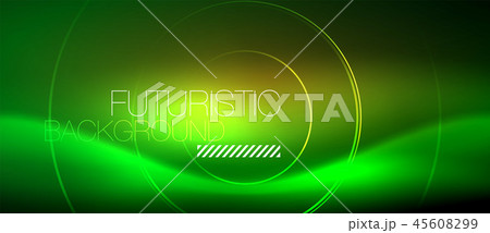 Neon glowing techno lines, hi-tech futuristic abstract background template with square shapes 45608299