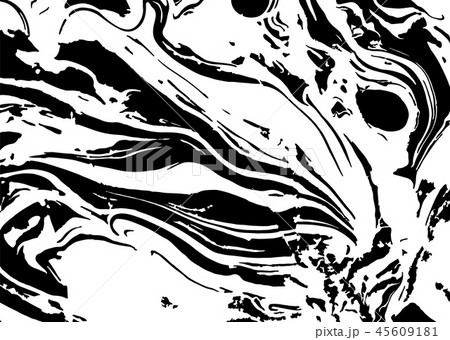 Vector black and white liquid texture. Distress watercolor hand drawn marbling illustration. Grunge 45609181