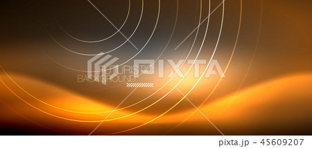 Neon circles abstract background, shiny lines 45609207