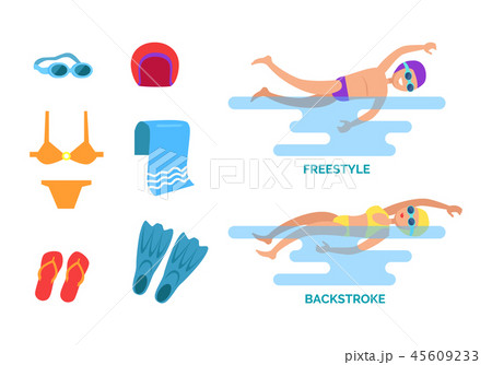 Backstroke and Freestyle Set Vector Illustration 45609233