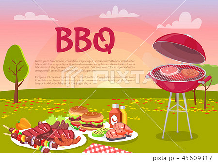 BBQ Beef Roasting Meat Poster Vector Illustration 45609317