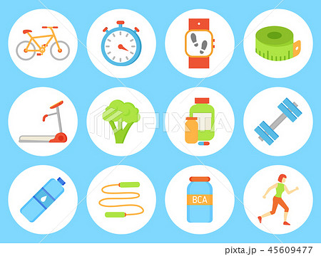 Bicycle Bottle and Timer Set Vector Illustration Bicycle Bottle and Timer Set Vector Illustration 45609477