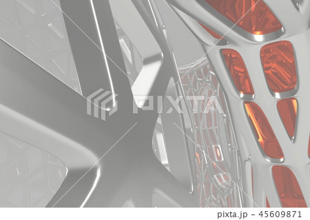 Abstract 3d rendering concept of high poly architecture with steel and glass, chaotic mesh grid Abstract 3d rendering concept of high poly architecture with steel and glass, chaotic mesh grid 45609871