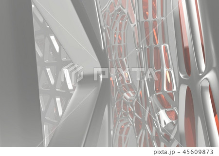 Abstract 3d rendering concept of high poly architecture with steel and glass, chaotic mesh grid Abstract 3d rendering concept of high poly architecture with steel and glass, chaotic mesh grid 45609873