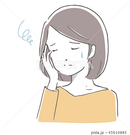 苦痛、頭痛の中年女性 やわらか手描き風 苦痛、頭痛の中年女性 やわらか手描き風 45610885