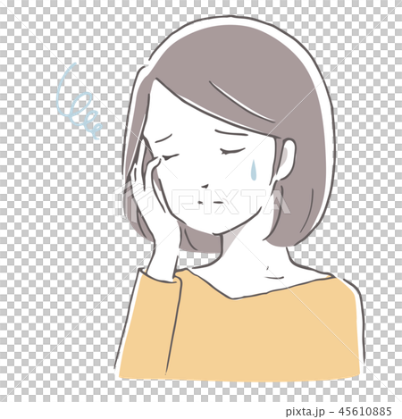 苦痛、頭痛の中年女性 やわらか手描き風 苦痛、頭痛の中年女性 やわらか手描き風 45610885