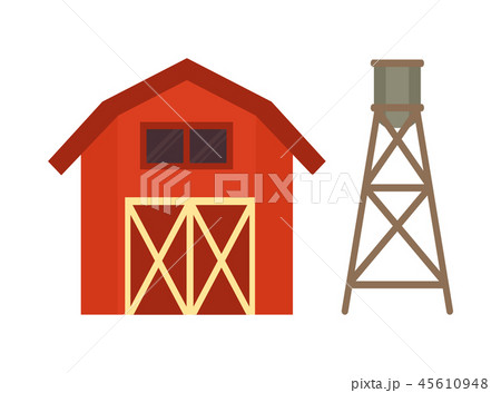 Red Stable and Water Cask Vector Illustration 45610948