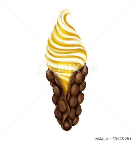 Egg waffle with caramel ice-cream realistic vector 45610963