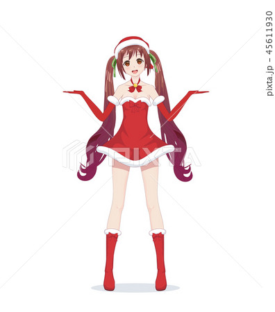 Anime manga girl dressed in Santa Claus costume Anime manga girl dressed in Santa Claus costume 45611930