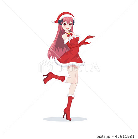 Anime manga girl dressed in Santa Claus costume Anime manga girl dressed in Santa Claus costume 45611931