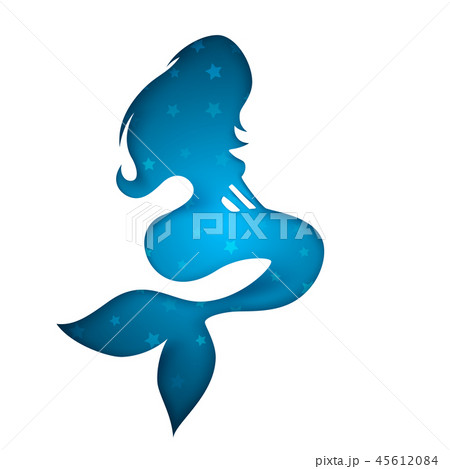 Mermaid paper illustration. Cartoon girl. 45612084