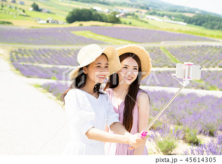 花畑と女性 ポートレート 花畑と女性 ポートレート 45614305