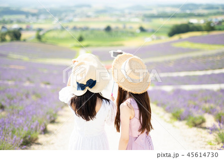 花畑と女性　ポートレート 45614730