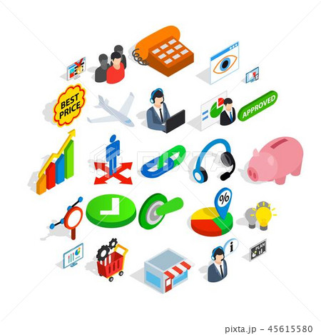 Biz icons set, isometric style 45615580