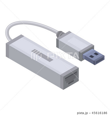 Usb to lan port icon, isometric style Usb to lan port icon, isometric style 45616186