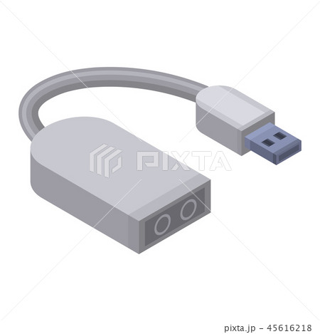 Usb to audio jack icon, isometric style Usb to audio jack icon, isometric style 45616218