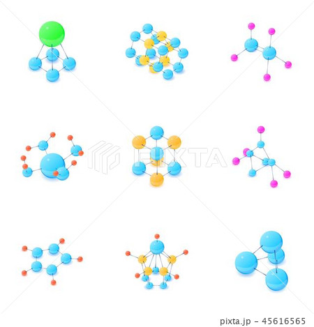 Atomic structure icons set, isometric style Atomic structure icons set, isometric style 45616565