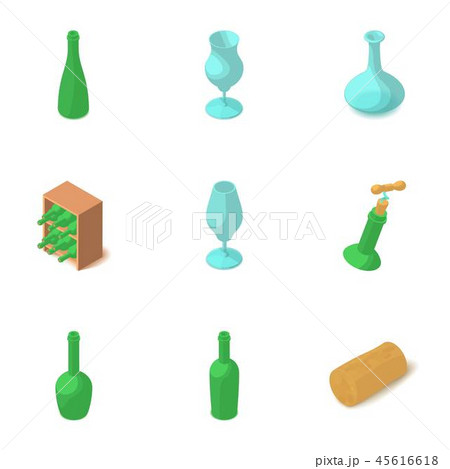 Glass bottle icons set, isometric style Glass bottle icons set, isometric style 45616618