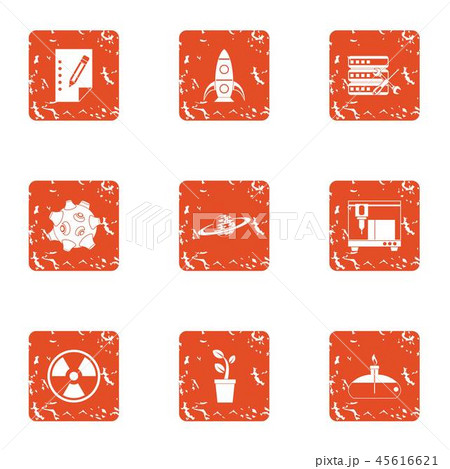 Chemical radiation icons set, grunge style 45616621