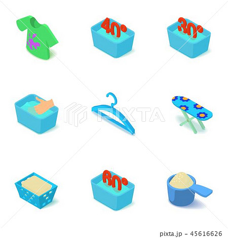 Warm wash icons set, isometric style Warm wash icons set, isometric style 45616626