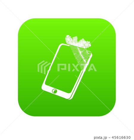 Broken screen smartphone icon green vector Broken screen smartphone icon green vector 45616630