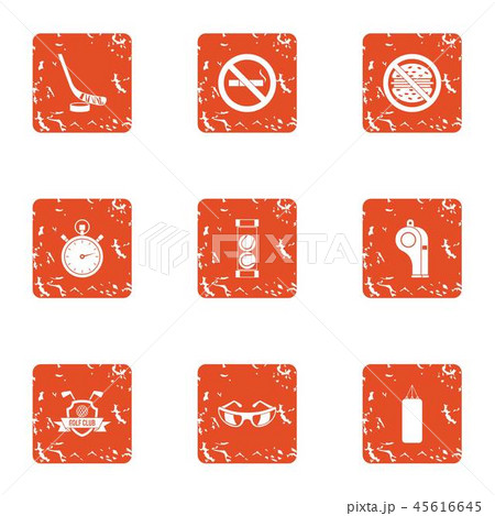 Right living icons set, grunge style 45616645