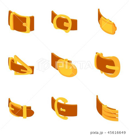 Golden buckle icons set, isometric style Golden buckle icons set, isometric style 45616649
