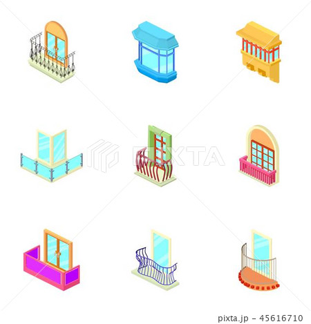 Window hole icons set, isometric style Window hole icons set, isometric style 45616710