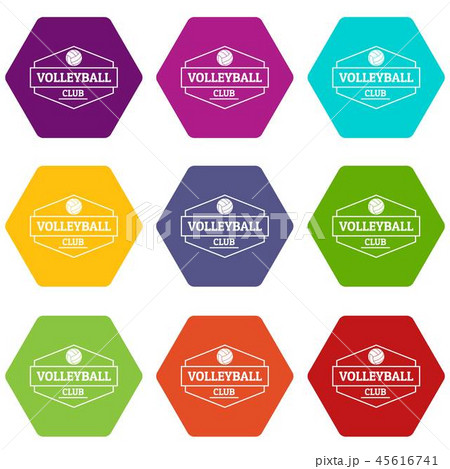 Volleyball icons set 9 vector 45616741