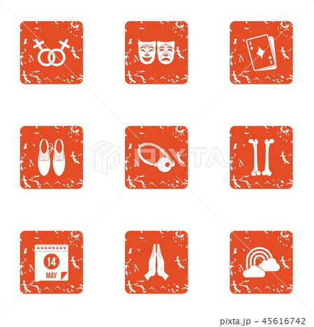 Love relationship icons set, grunge style 45616742