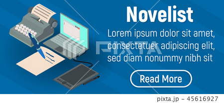 Novelist concept banner, isometric style 45616927
