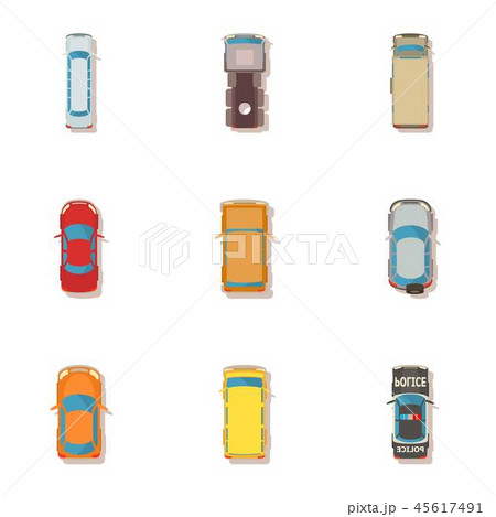 Iron horse icons set, cartoon style 45617491