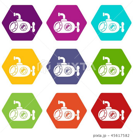 Bathyscaphe icons set 9 vector Bathyscaphe icons set 9 vector 45617582