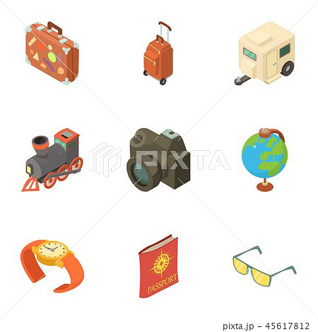 Passport check icons set, isometric style 45617812