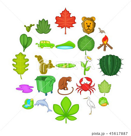 Ecology sustain icons set, cartoon style 45617887