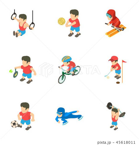 Exercise icons set, isometric styleのイラスト素材 [45618011] - PIXTA