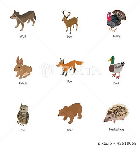 Small beast icons set, isometric style 45618068