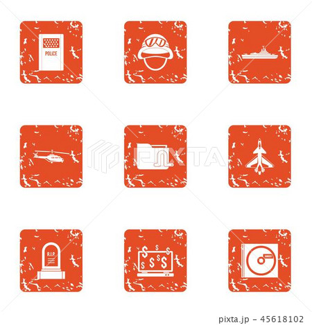 Expensive funeral icons set, grunge style 45618102