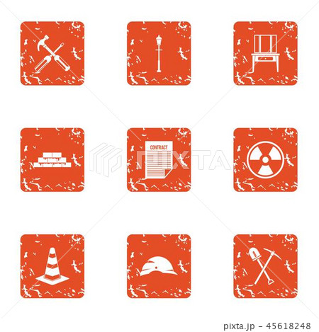 Hireling icons set, grunge style 45618248