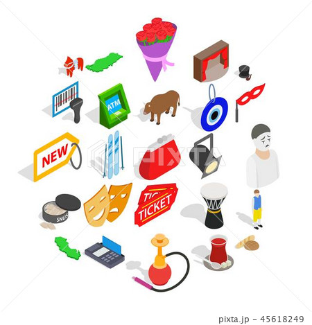 Western culture icons set, isometric style 45618249
