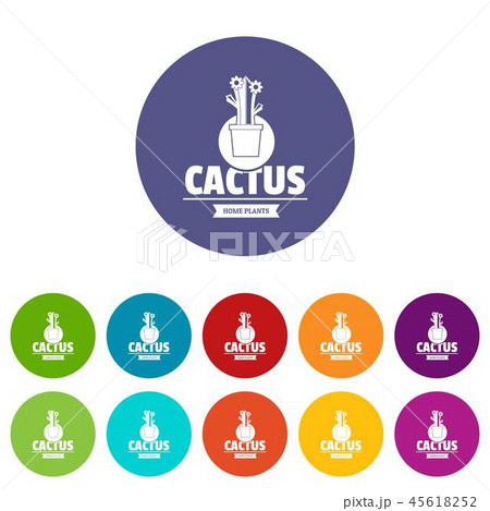 Floral cactus icons set vector color 45618252