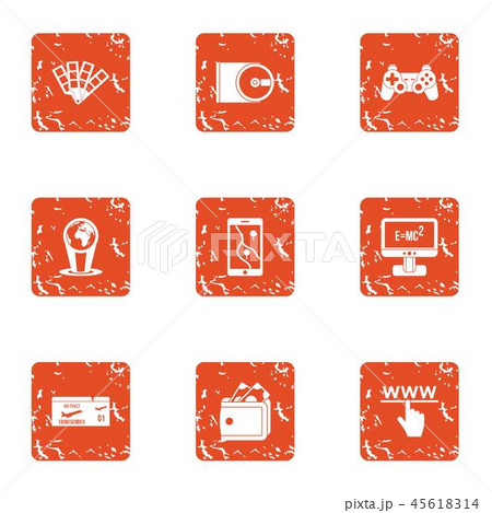 Physical law icons set, grunge style 45618314