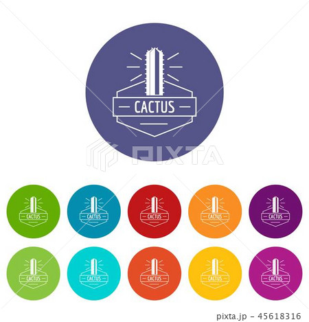 Mexico cactus icons set vector color 45618316